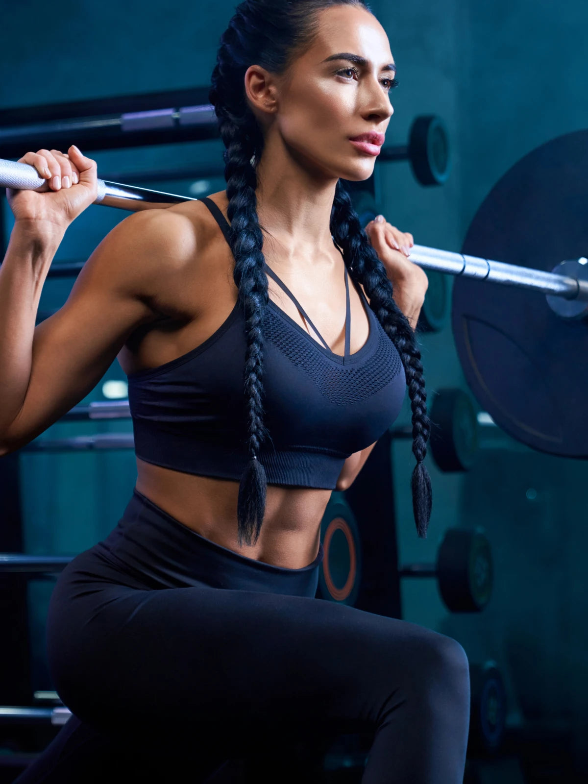 Woman lifting dumbbell