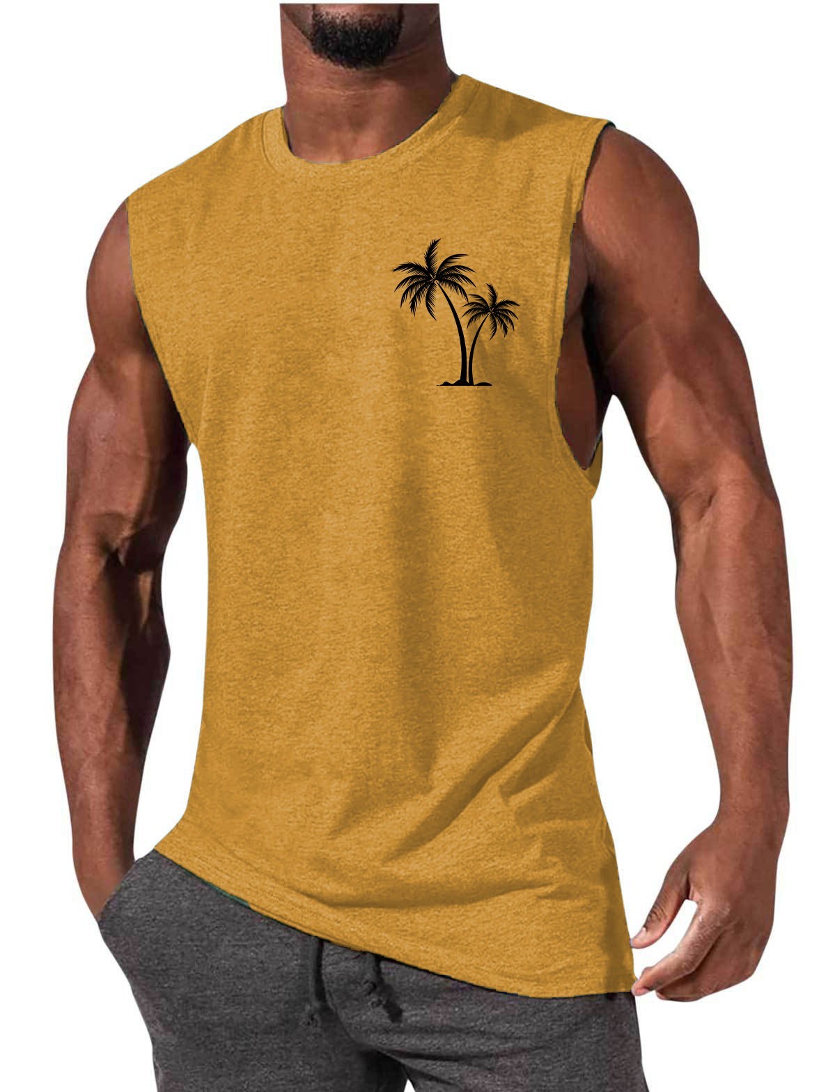 Men's Coconut Tree Embroidery Tank